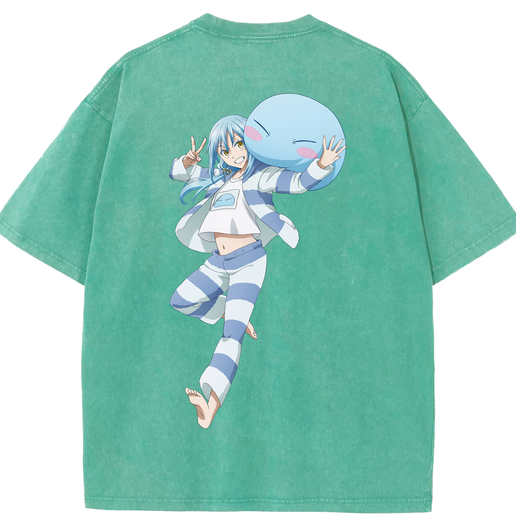 （画像用） 転スラ Regarding Reincarnated to Slime 綿100% ヴィンテージ風 半袖Tシャツ（背面プリント）